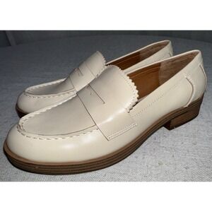 LUCKY BRAND Floriss Penny Loafers Tailored Beige Vanilla Leather Women's 8